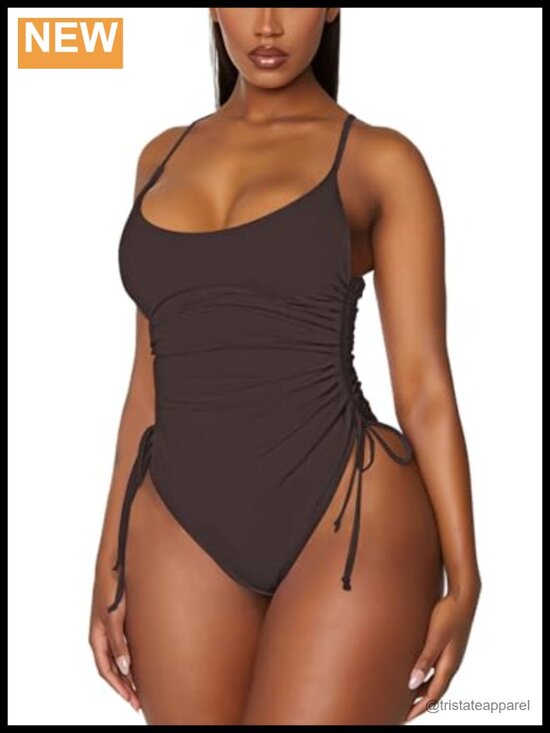 Other - Viottiset Women's Ruched High Cut One Piece Swimsuit Tummy Control Monokini